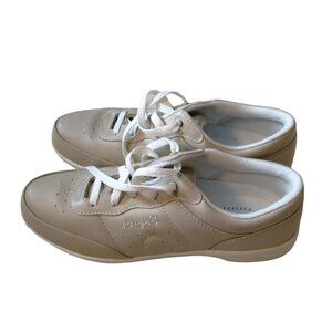 Propet Women's Size 8.5 Beige Shock Absorber Walking Shoes Lace Up W3840 Leather